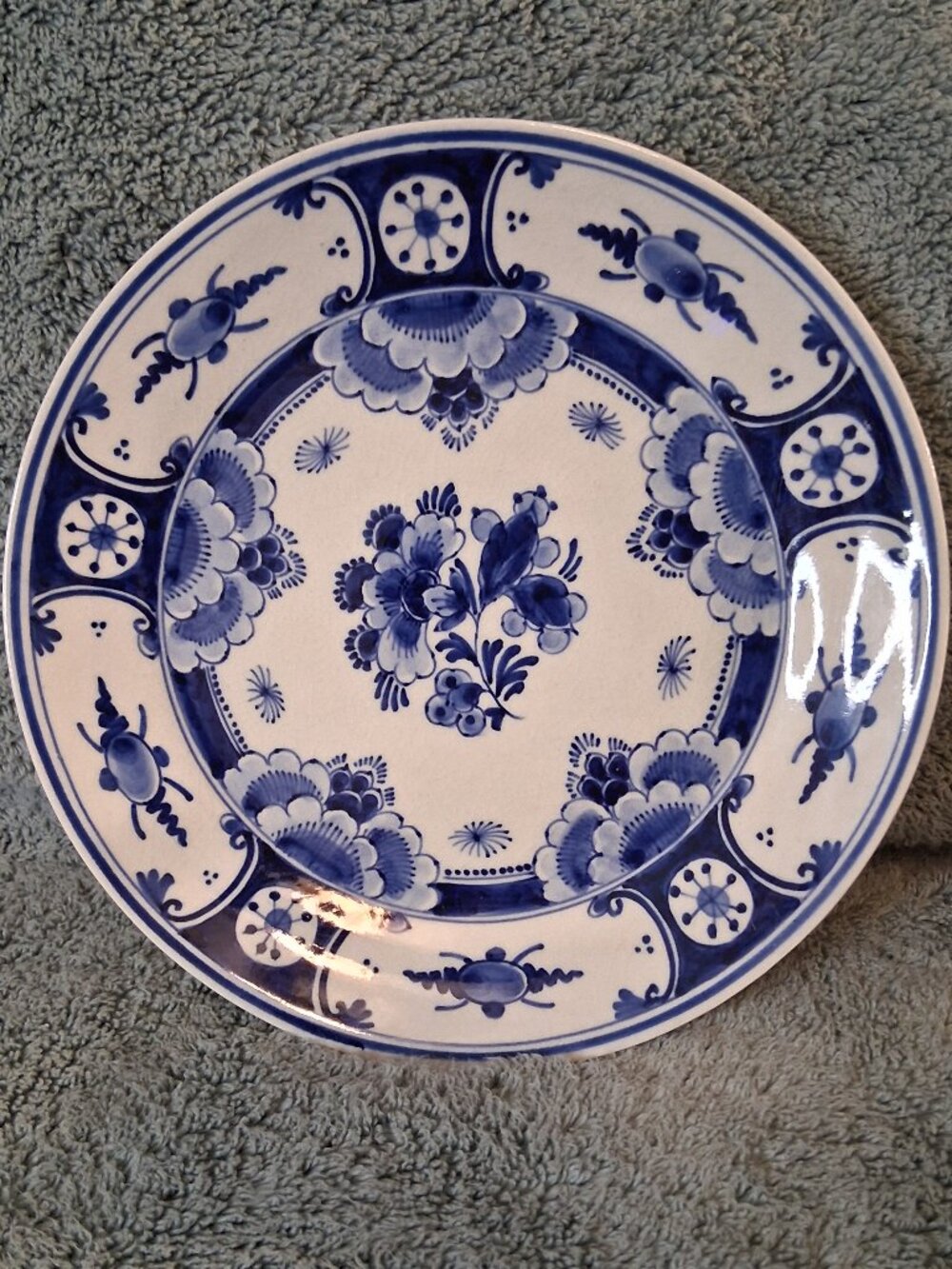 Vt'g MCM Royal Delft Hand Painted Floral Wall Plate Charger | Porceleyne Fles - Picture 8 of 13